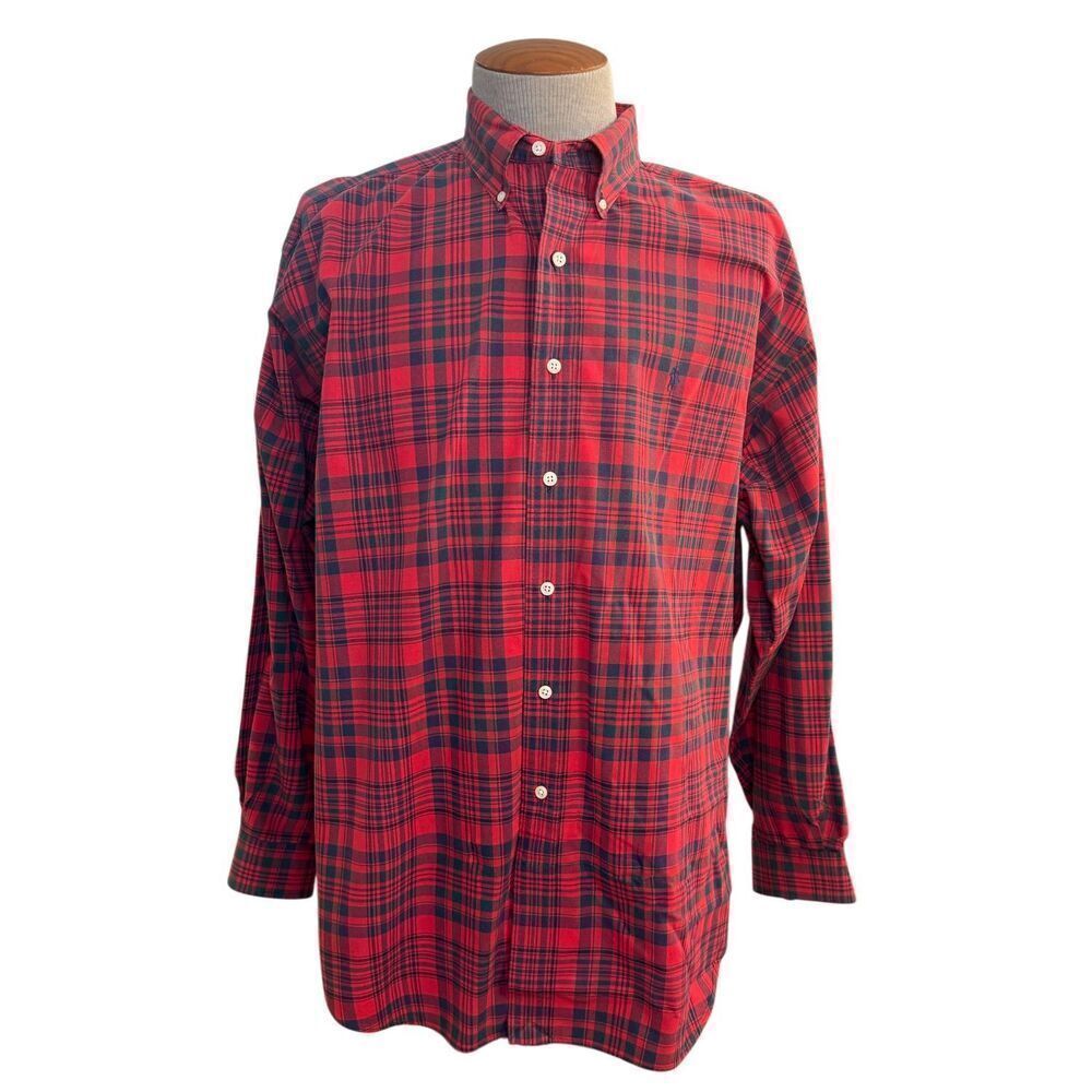 Ralph Lauren Men’s Blake Button Front Men’s Shirt Red Plaid XL Roomy Dad